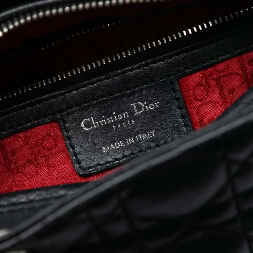 Dior Medium Lambskin Cannage Lady Dior Black Leather Good condition - Box View