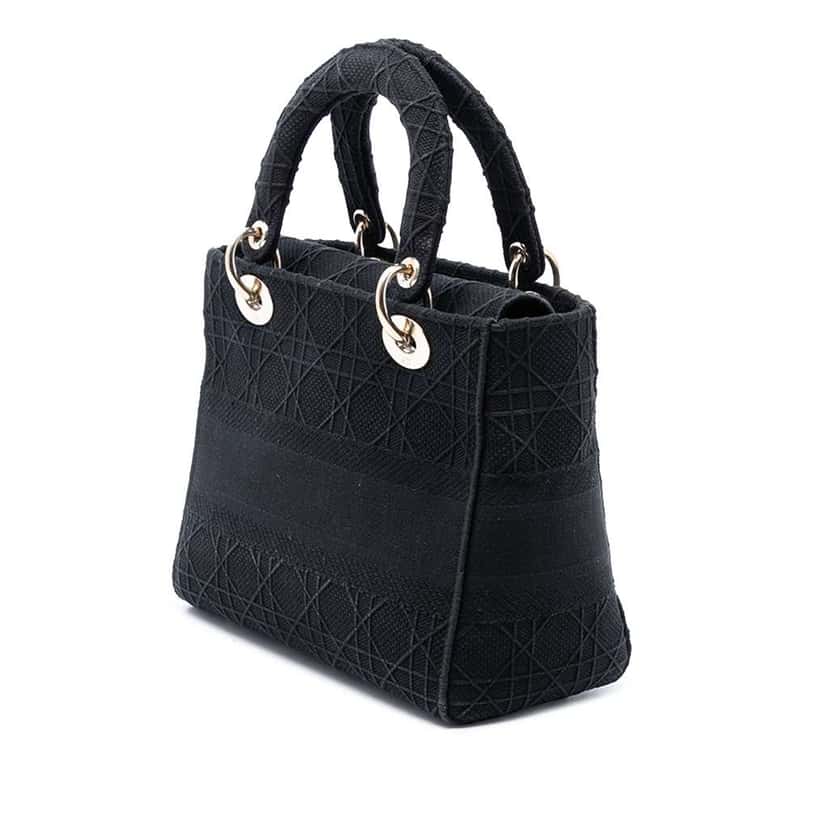 Dior Medium Canvas Cannage Lady D Lite Black Canvas Very good condition - Back View
