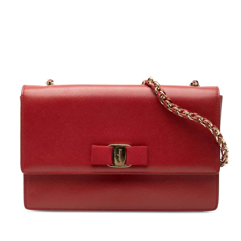 Salvatore Ferragamo Medium Leather Vara Ginny Crossbody Red Leather Very good condition - Front View