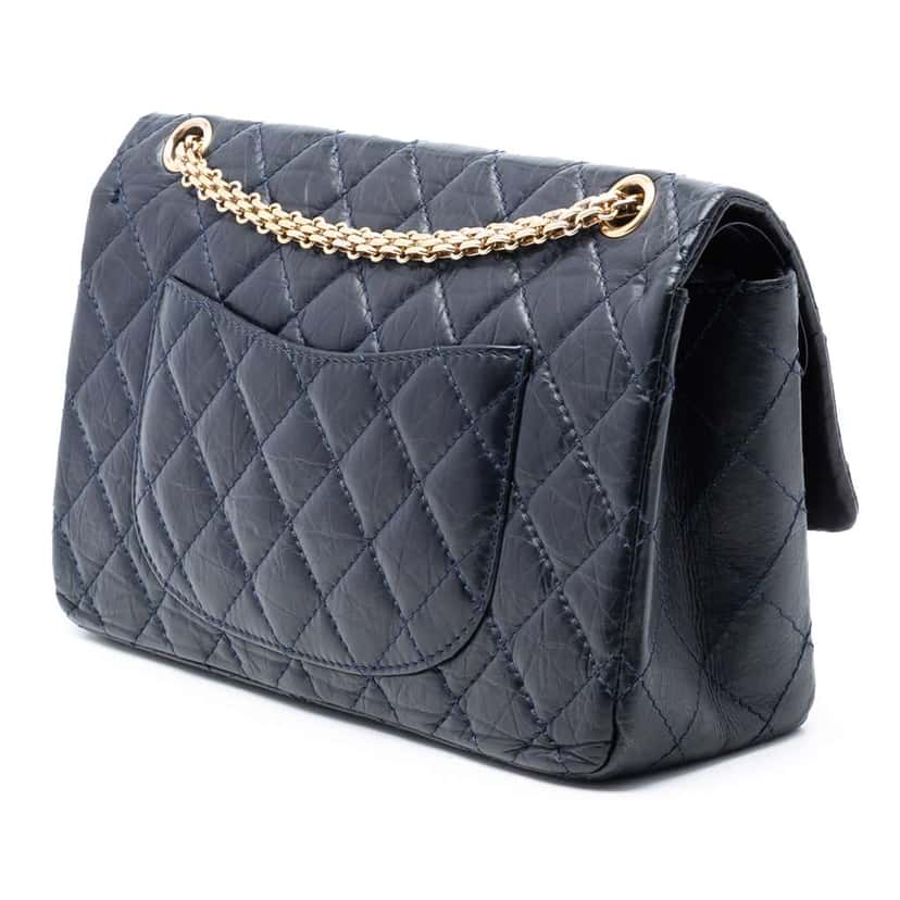 Chanel Reissue 2.55 Quilted Aged Calfskin Double Flap 226 Blue Leather Very good condition - Back View