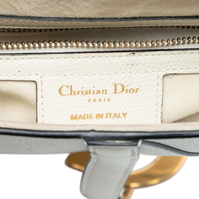 Dior Grained Calfskin Saddle Bag White Leather Very good condition - Box View
