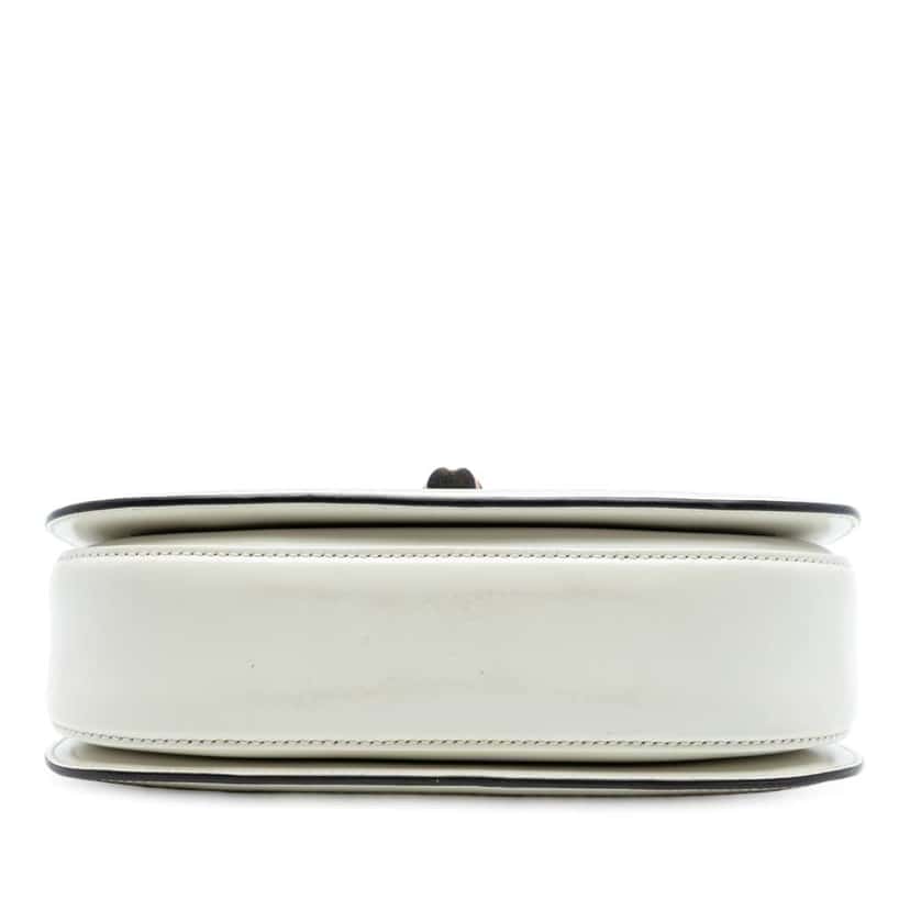 Gucci Calfskin Frame Print Bamboo Top Handle Bag White Leather Very good condition - Inside View