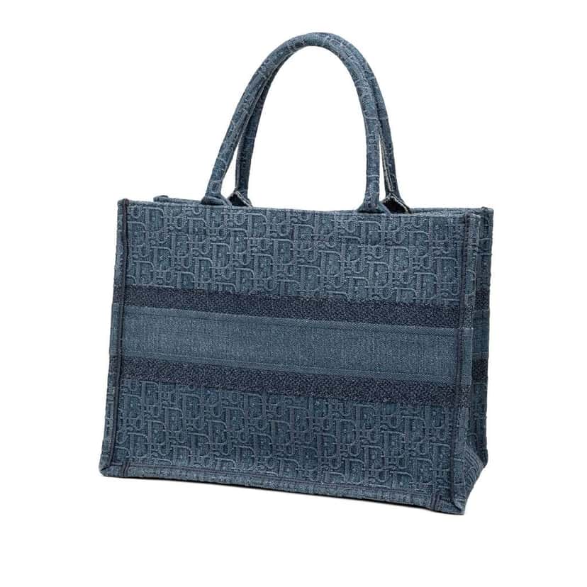 Dior Medium Oblique Denim Book Tote Blue Denim Very good condition - Back View