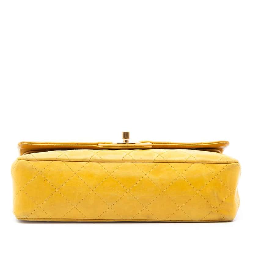 Chanel Small Classic Lambskin Double Flap Yellow Leather Good condition - Inside View