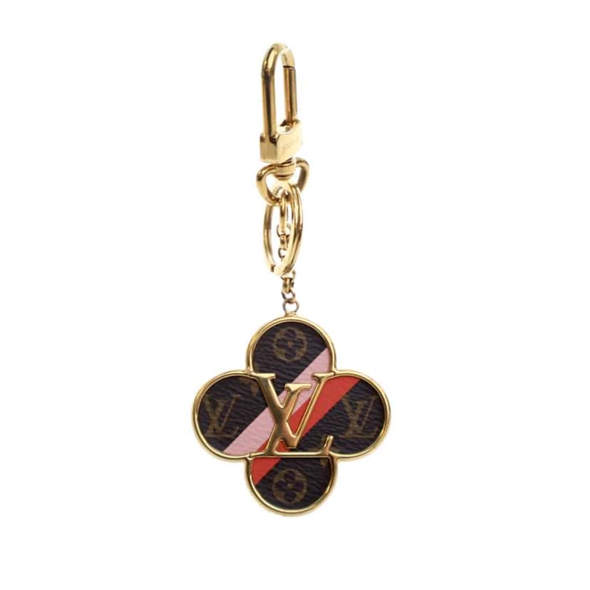 Louis Vuitton Gold Plated Monogram Into The Flower Bag Charm and Key Holder Gold Metal Good condition - Front View