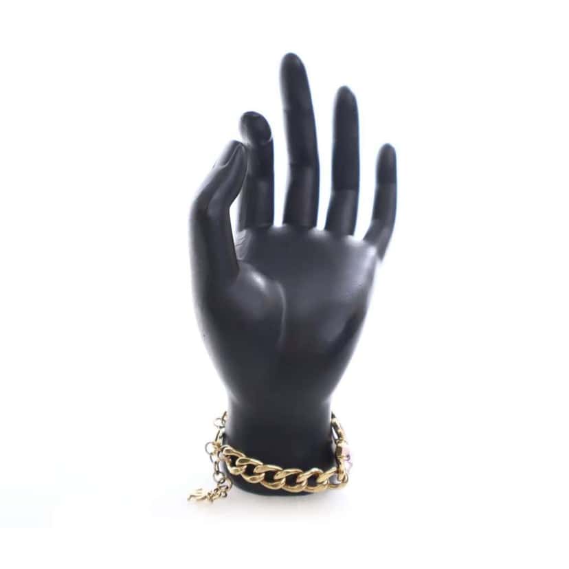 Chanel CC Gold Plated Crystal Chain Bracelet Gold Metal Good condition - Inside View