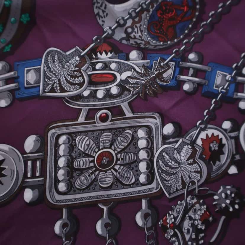 Hermès Zenobie Reine De Palmyre Silk Scarf Purple Silk Good condition - Back View