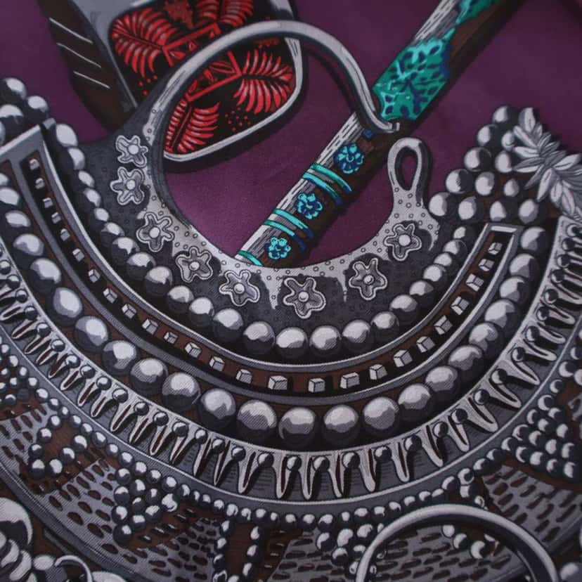 Hermès Zenobie Reine De Palmyre Silk Scarf Purple Silk Good condition - Inside View