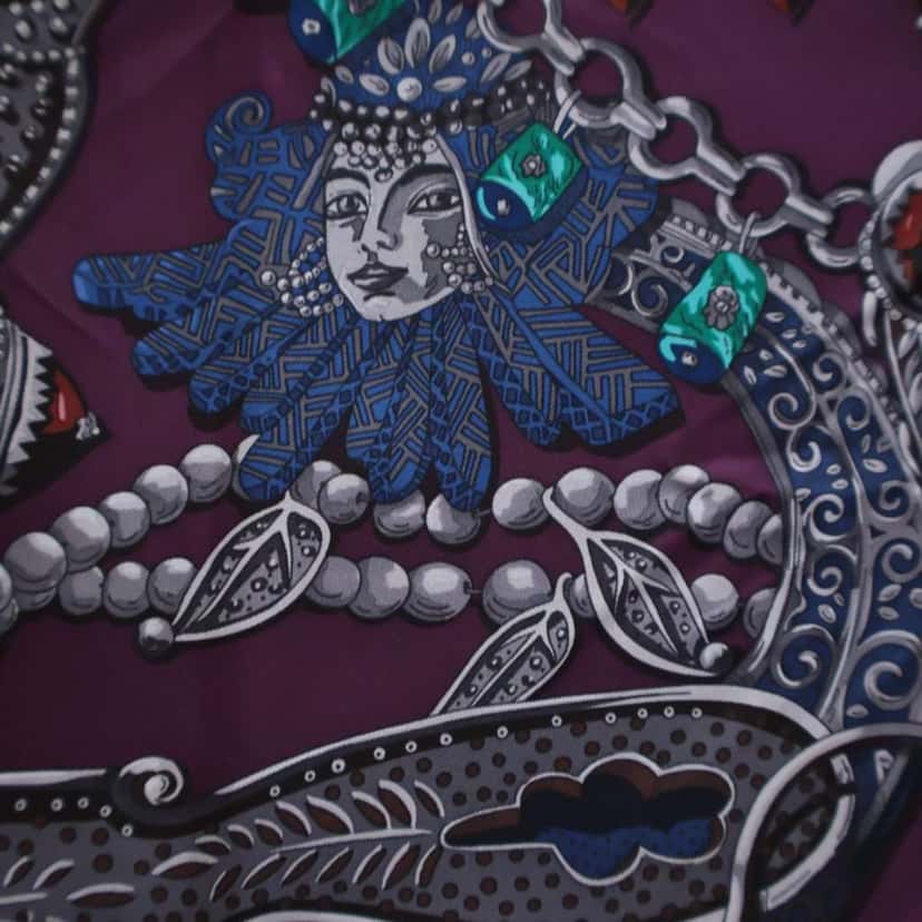 Hermès Zenobie Reine De Palmyre Silk Scarf Purple Silk Good condition - Box View