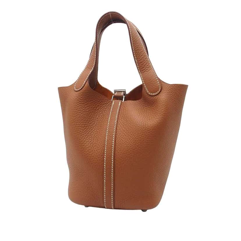 Hermès Clemence Picotin Lock 18 Brown Leather Good condition - Back View