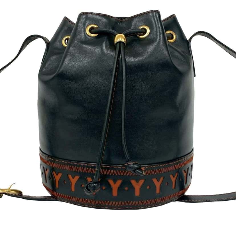 Saint Laurent Leather Bucket Bag Black Leather Good condition - Front View