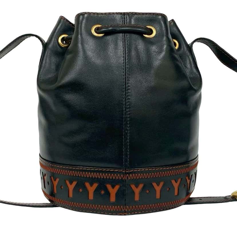 Saint Laurent Leather Bucket Bag Black Leather Good condition - Back View