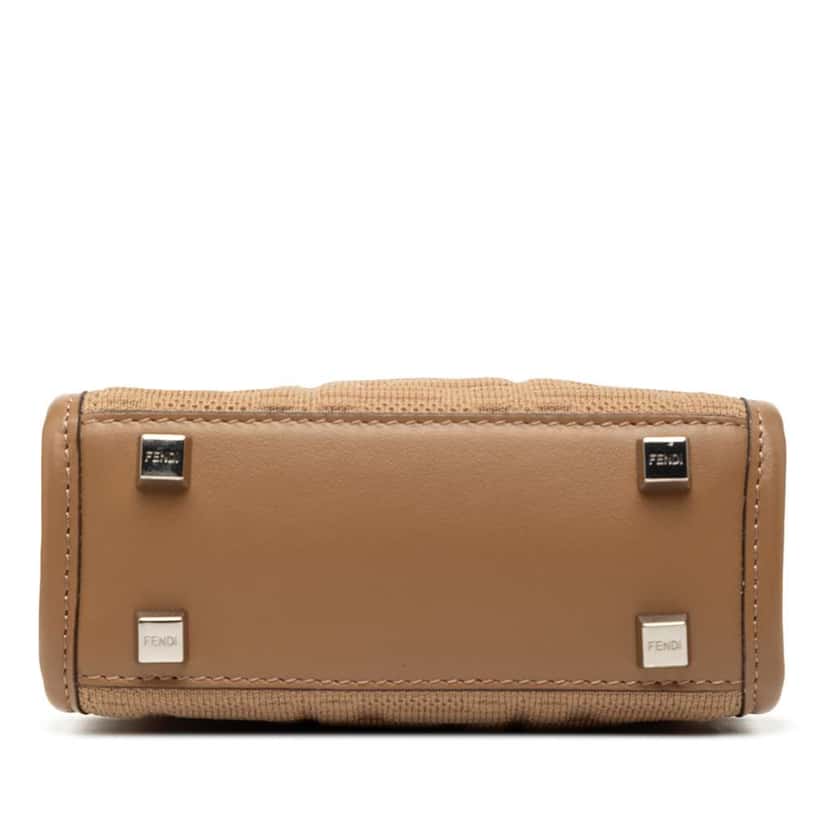 Fendi Mini Zucca Embossed Technical Fabric  Sunshine Shopper Tote Brown Good condition - Inside View