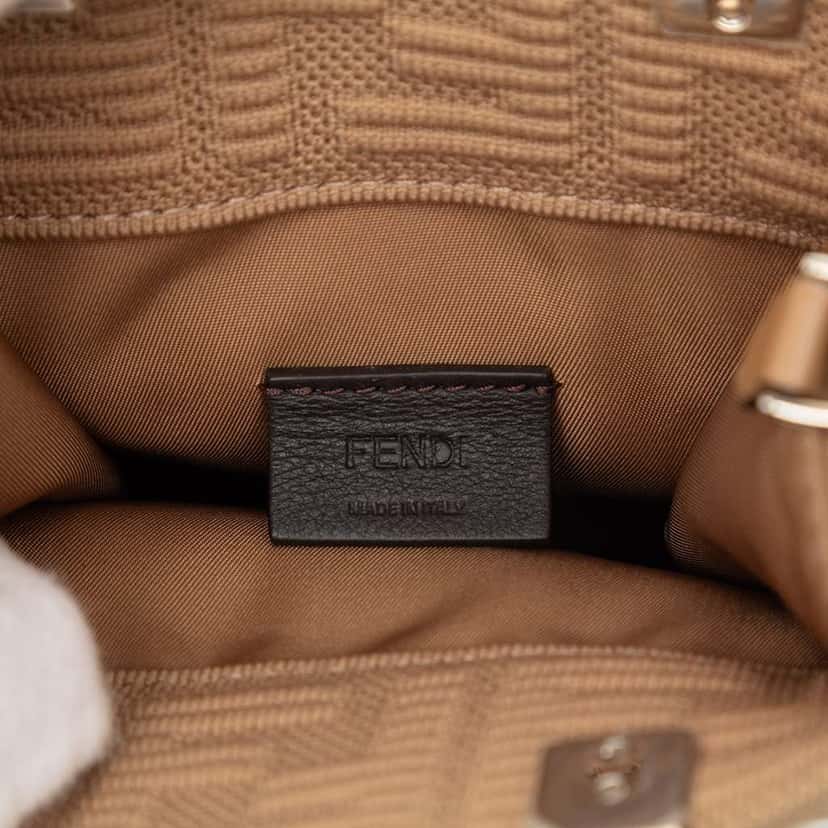 Fendi Mini Zucca Embossed Technical Fabric  Sunshine Shopper Tote Brown Good condition - Box View
