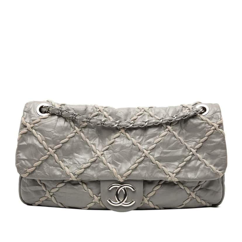 Chanel Jumbo Quilted Calfskin Ultra Stitch Flap Grey Leather Good condition - Front View