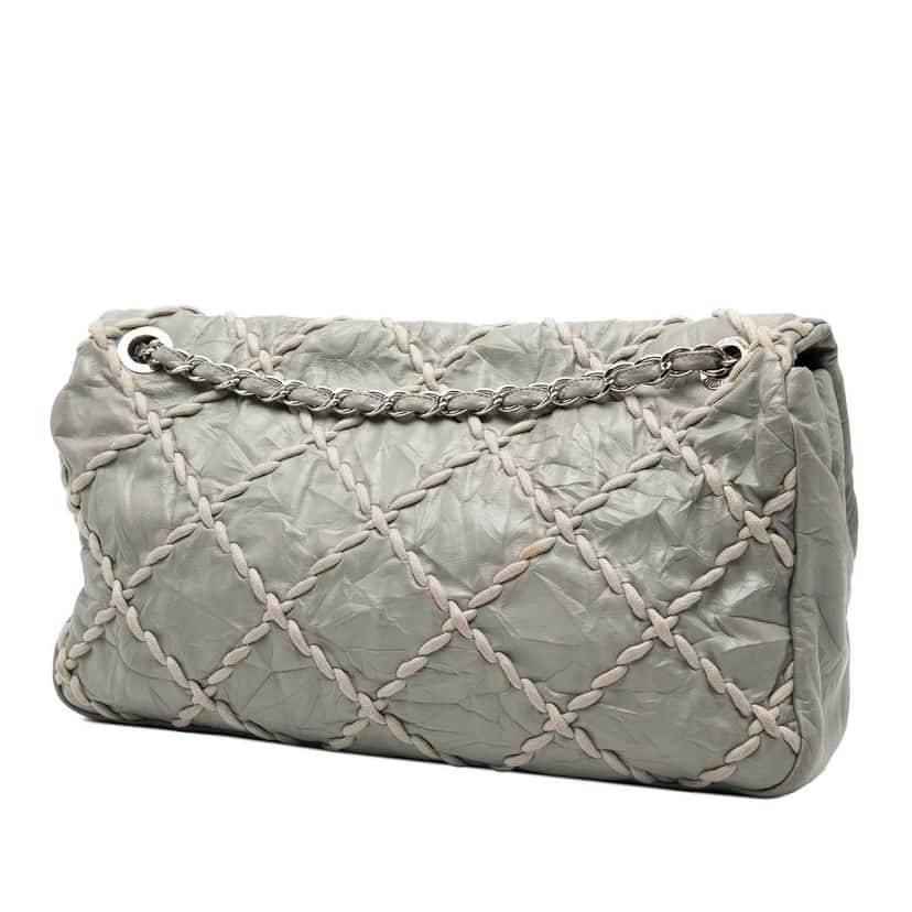 Chanel Jumbo Quilted Calfskin Ultra Stitch Flap Grey Leather Good condition - Back View