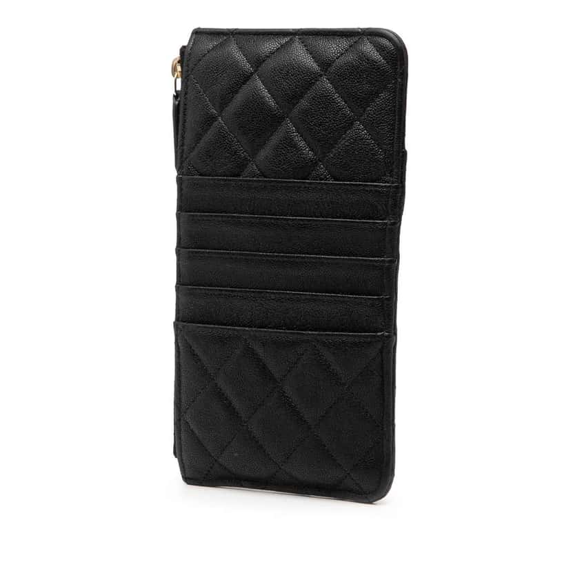 Chanel Quilted Caviar Boy Phone Pouch Black Leather Good condition - Back View