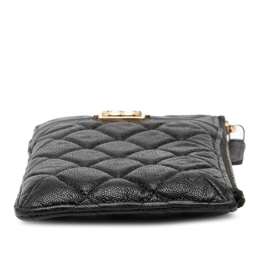 Chanel Quilted Caviar Boy Phone Pouch Black Leather Good condition - Inside View