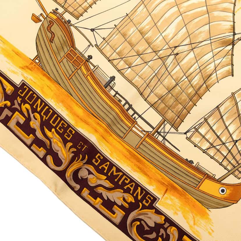 Hermès Jonques Et Sampans Silk Scarf Orange Silk Good condition - Model View