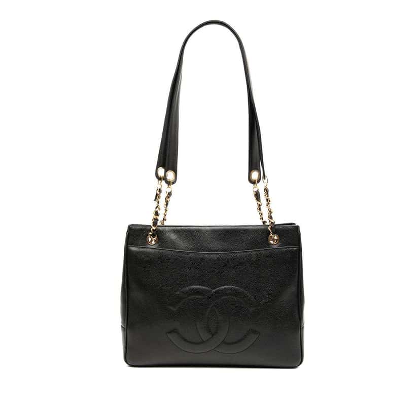 Chanel CC Caviar Chain Tote Black Leather Good condition - Front View