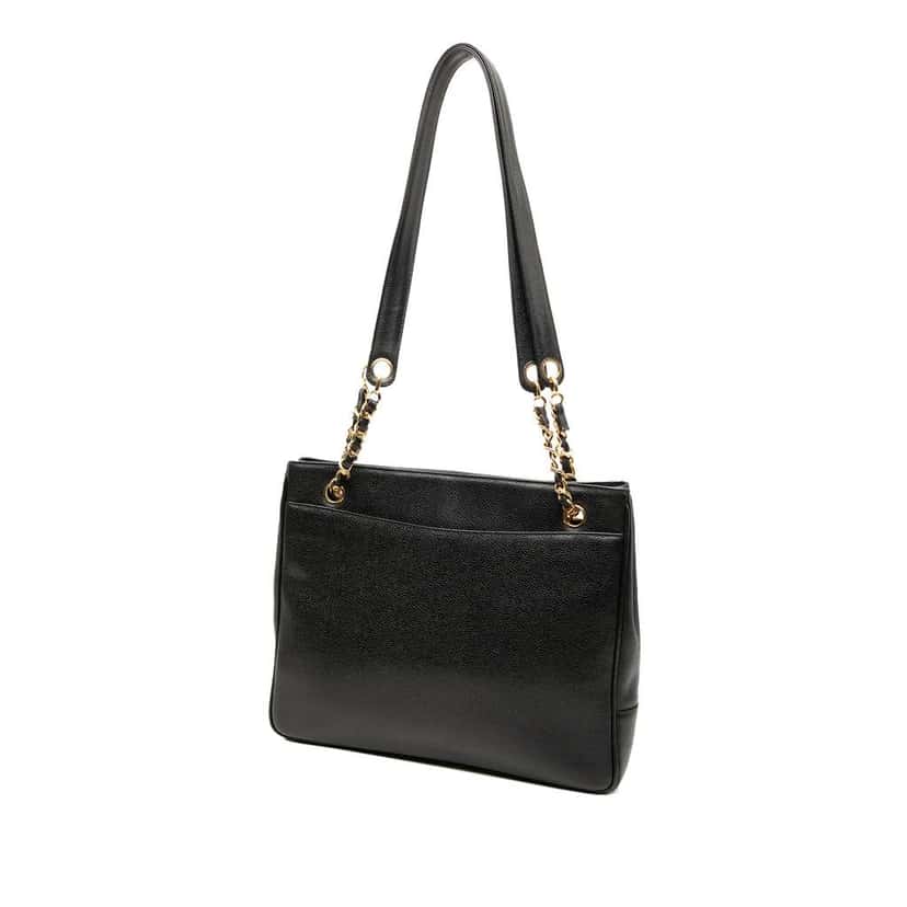 Chanel CC Caviar Chain Tote Black Leather Good condition - Back View