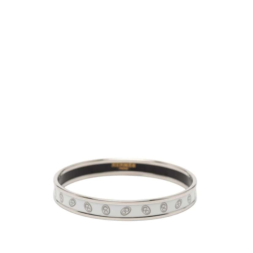 Hermès Narrow Funny Ice Cream Enamel Bangle 62 Grey Good condition - Front View