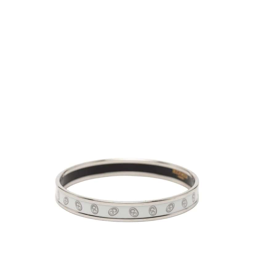 Hermès Narrow Funny Ice Cream Enamel Bangle 62 Grey Good condition - Back View