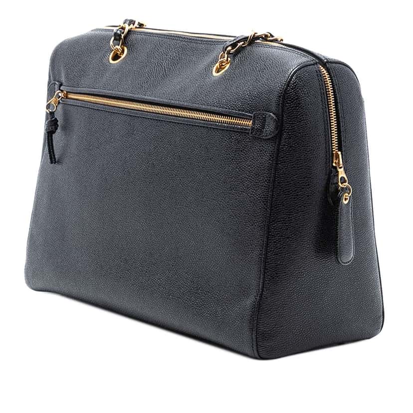 Chanel CC Caviar Shoulder Bag Black Leather Very good condition - Back View