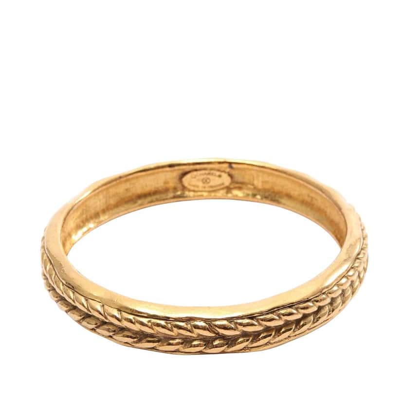 Chanel Gold Plated Braided Motif Bangle Bracelet Gold Metal Good condition - Front View