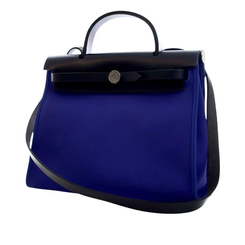 Hermès Toile Herbag Zip 31 Blue Canvas Good condition - Back View