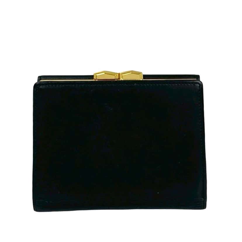 Saint Laurent Leather Monogram Trifold Wallet Black Leather Good condition - Back View