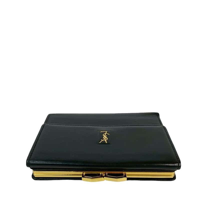Saint Laurent Leather Monogram Trifold Wallet Black Leather Good condition - Model View