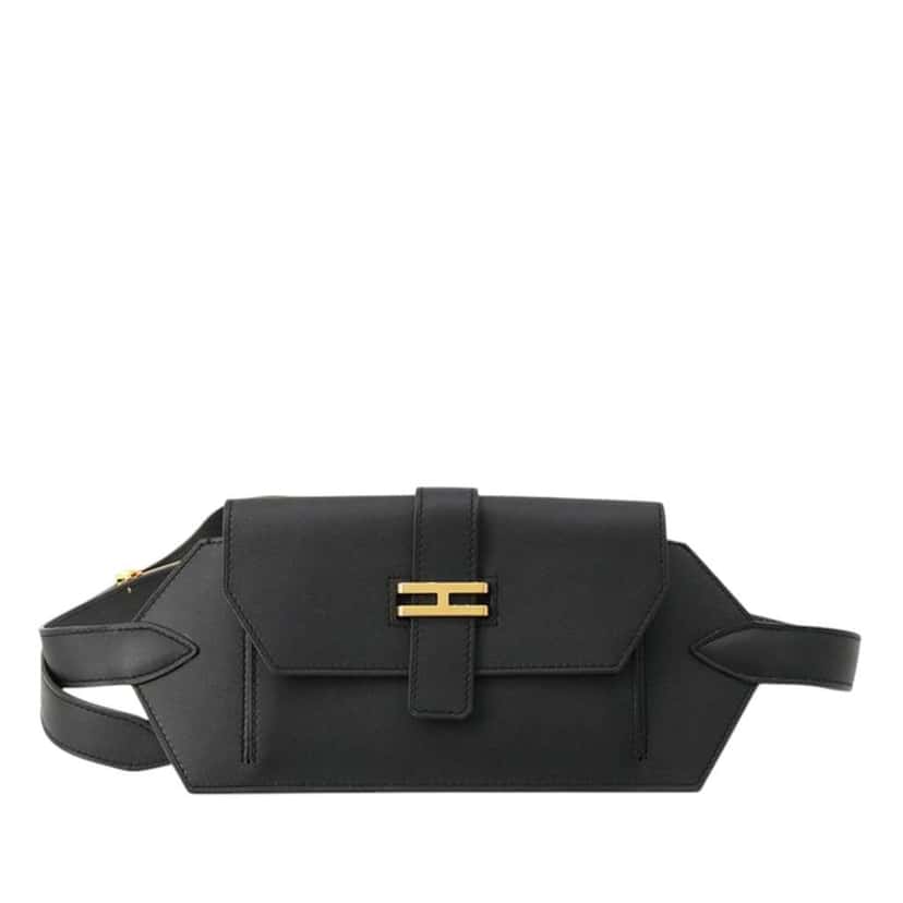 Hermès Swift Elan Pocket 24 Belt Bag Black Leather Good condition - Front View