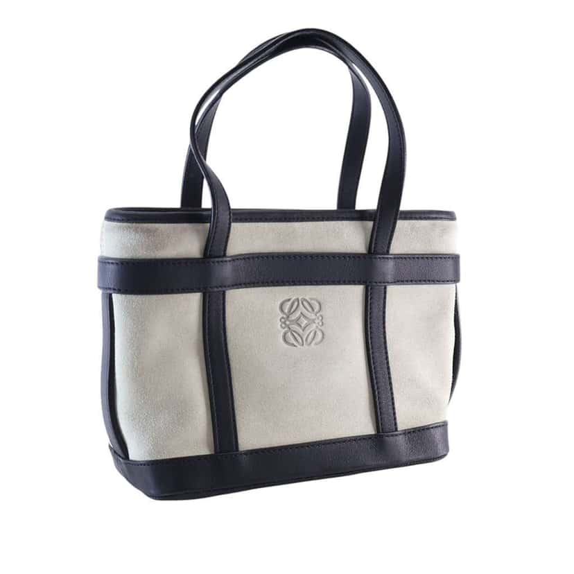 Loewe Mini Suede Anagram Tote Grey Leather Good condition - Inside View
