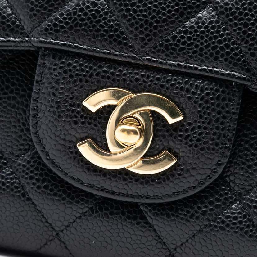 Chanel Jumbo Classic Caviar Single Flap Black Leather Good condition - Box View
