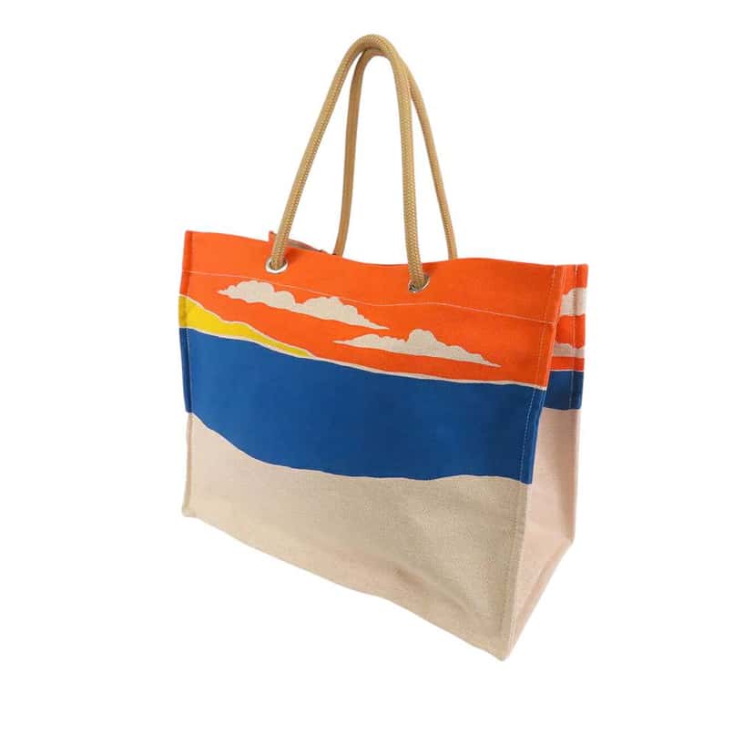 Hermès Toile Escale a la Plage Beach Bag Brown Canvas Good condition - Back View