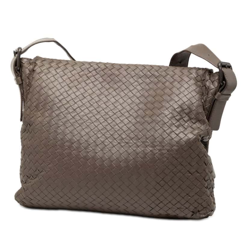 Bottega Veneta Nappa Intrecciato Messenger Bag Brown Leather Good condition - Back View