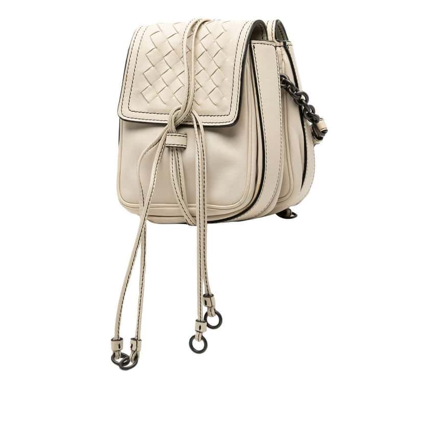 Bottega Veneta Nappa Intrecciato Double Sided Flap Crossbody White Leather Very good condition - Back View