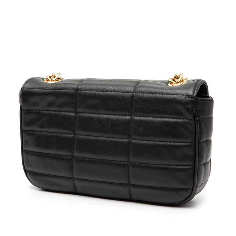 Celine Matelasse Goatskin Monochrome Chain Shoulder Bag Black Leather Very good condition - Back View
