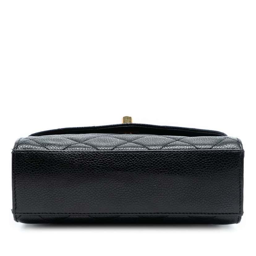 Chanel Mini CC Quilted Caviar Envelope Flap Black Leather Very good condition - Inside View
