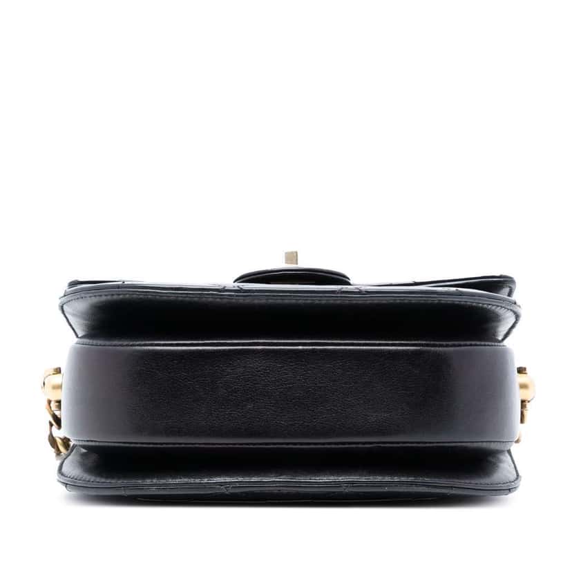 Chanel Mini CC Quilted Shiny Calfskin Round Moon Messenger Flap Black Leather Very good condition - Inside View