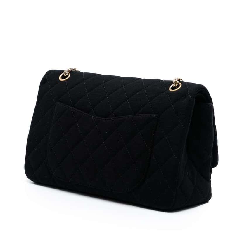 Chanel Reissue 2.55 Quilted Jersey Double Flap 227 Black Cotton Very good condition - Back View