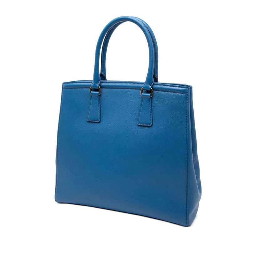 Prada Saffiano Lux Parabole Satchel Blue Leather Very good condition - Back View
