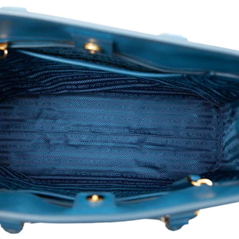 Prada Saffiano Lux Parabole Satchel Blue Leather Very good condition - Model View