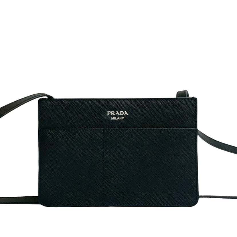 Prada Saffiano Lux Crossbody Black Leather Good condition - Front View