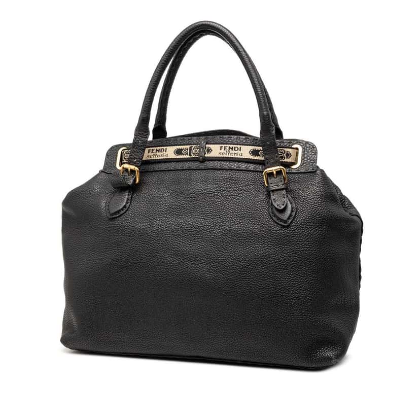 Fendi Large Leather Selleria Villa Borghese Tote Black Leather Very good condition - Back View