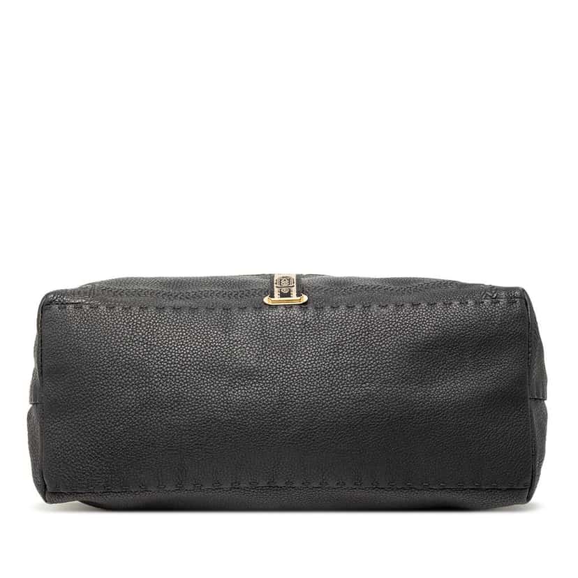 Fendi Large Leather Selleria Villa Borghese Tote Black Leather Very good condition - Inside View
