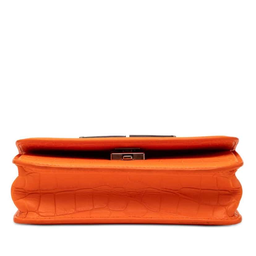 Balenciaga Croc Embossed Calfskin Gossip Chain Bag XS Orange Leather Very good condition - Inside View