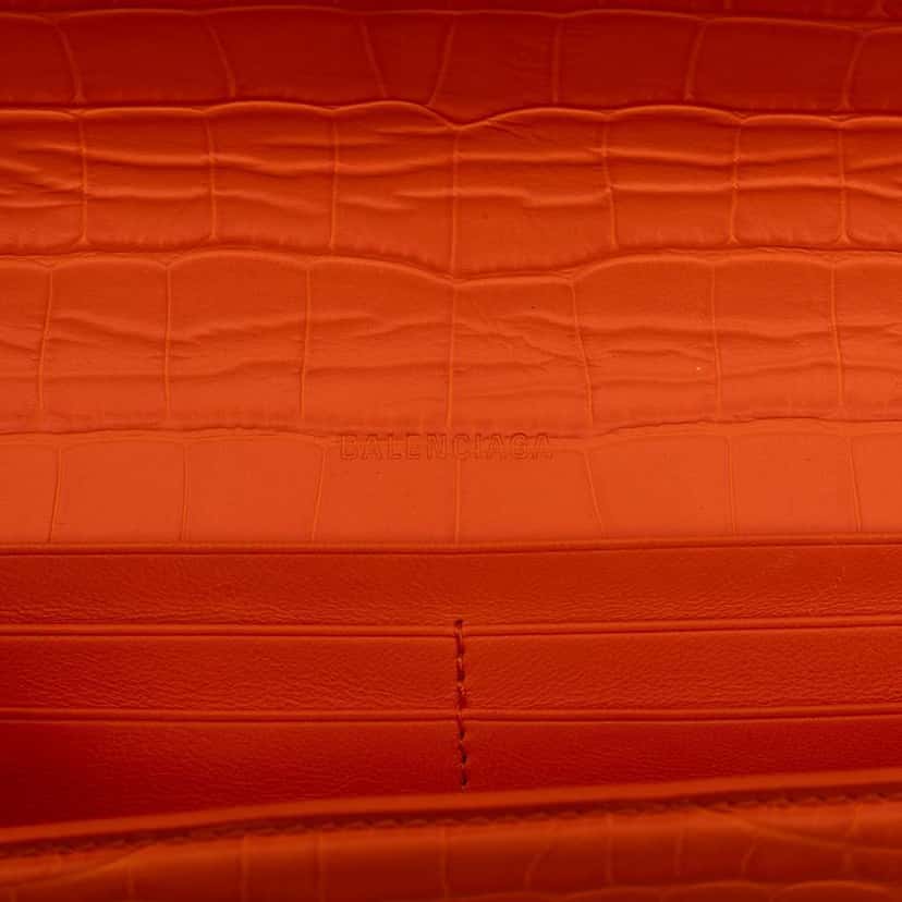 Balenciaga Croc Embossed Calfskin Gossip Chain Bag XS Orange Leather Very good condition - Box View