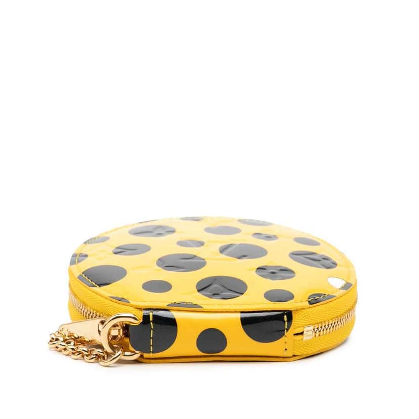 Louis Vuitton Yayoi Kusama Monogram Vernis Infinity Dots Chapeau Coin Purse Yellow Leather Good condition - Inside View